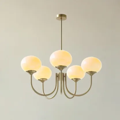 Modern Vintage Pink Chandelier with Glass Lampshade Image - 12