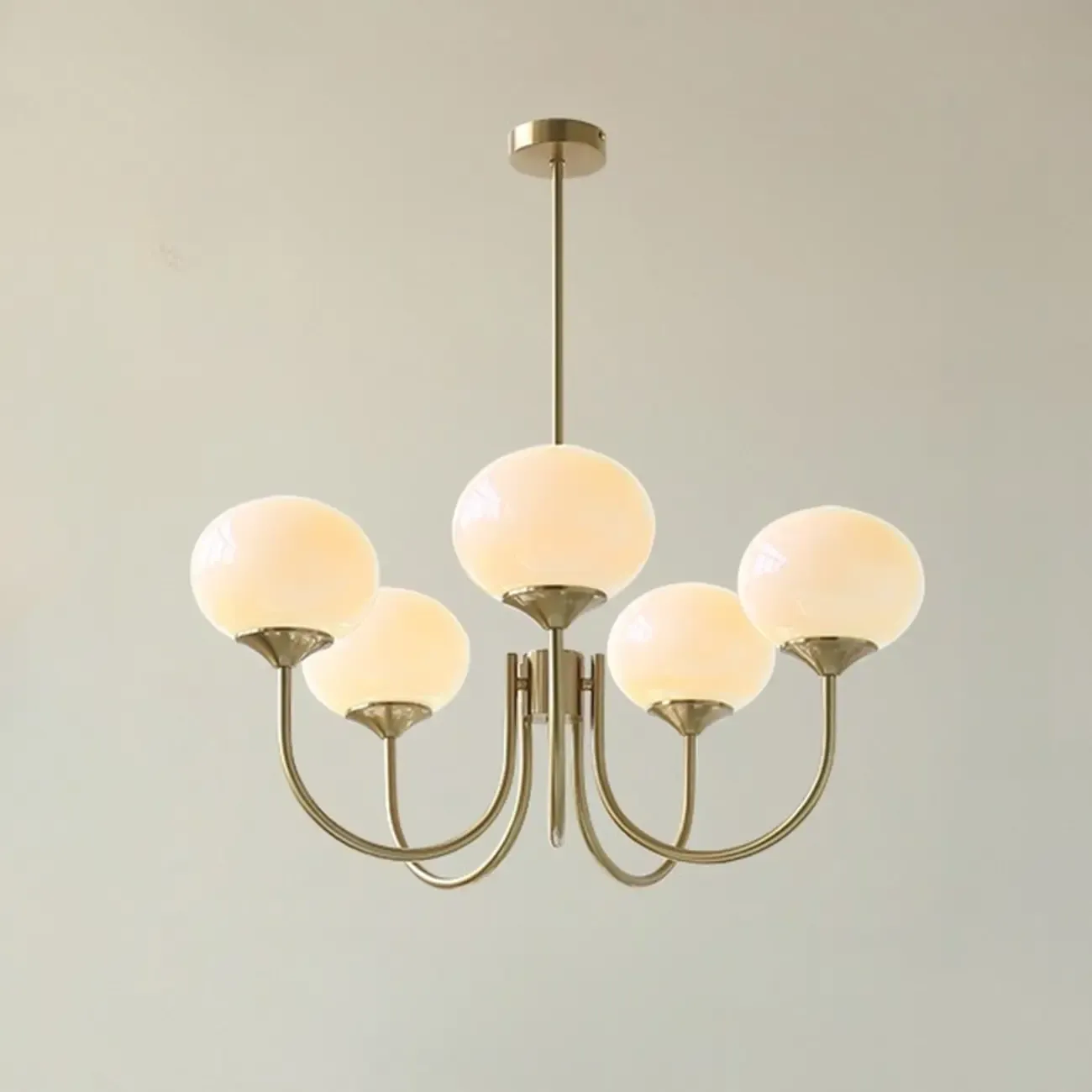 Modern Vintage Pink Chandelier with Glass Lampshade Image - 14