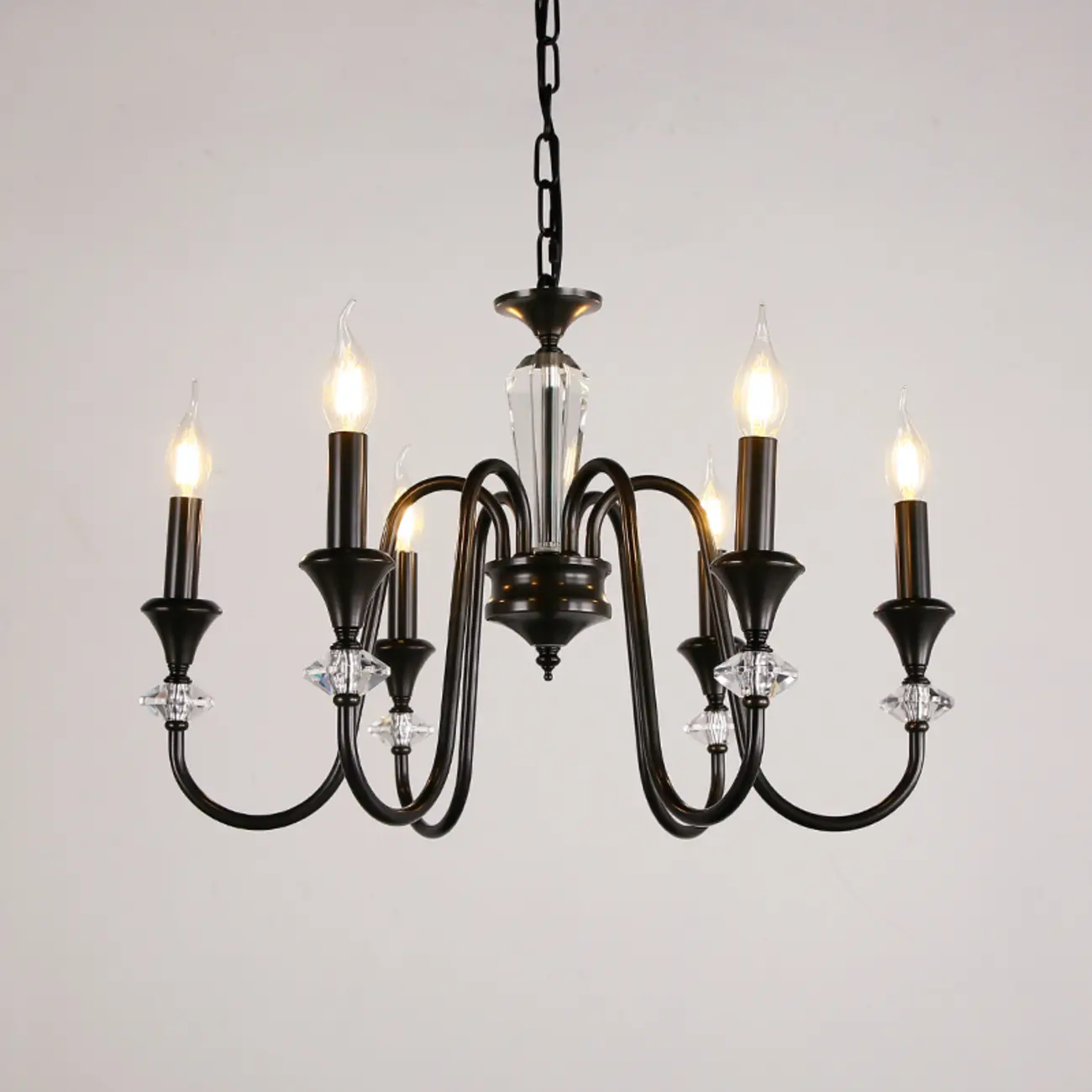 Retro Black Iron Crystal Chandelier with Adjustable Length Image - 3 | homeyfad