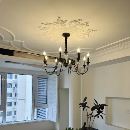 Retro Black Iron Crystal Chandelier with Adjustable Length Image - 4