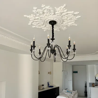 Retro Black Iron Crystal Chandelier with Adjustable Length Image - 6
