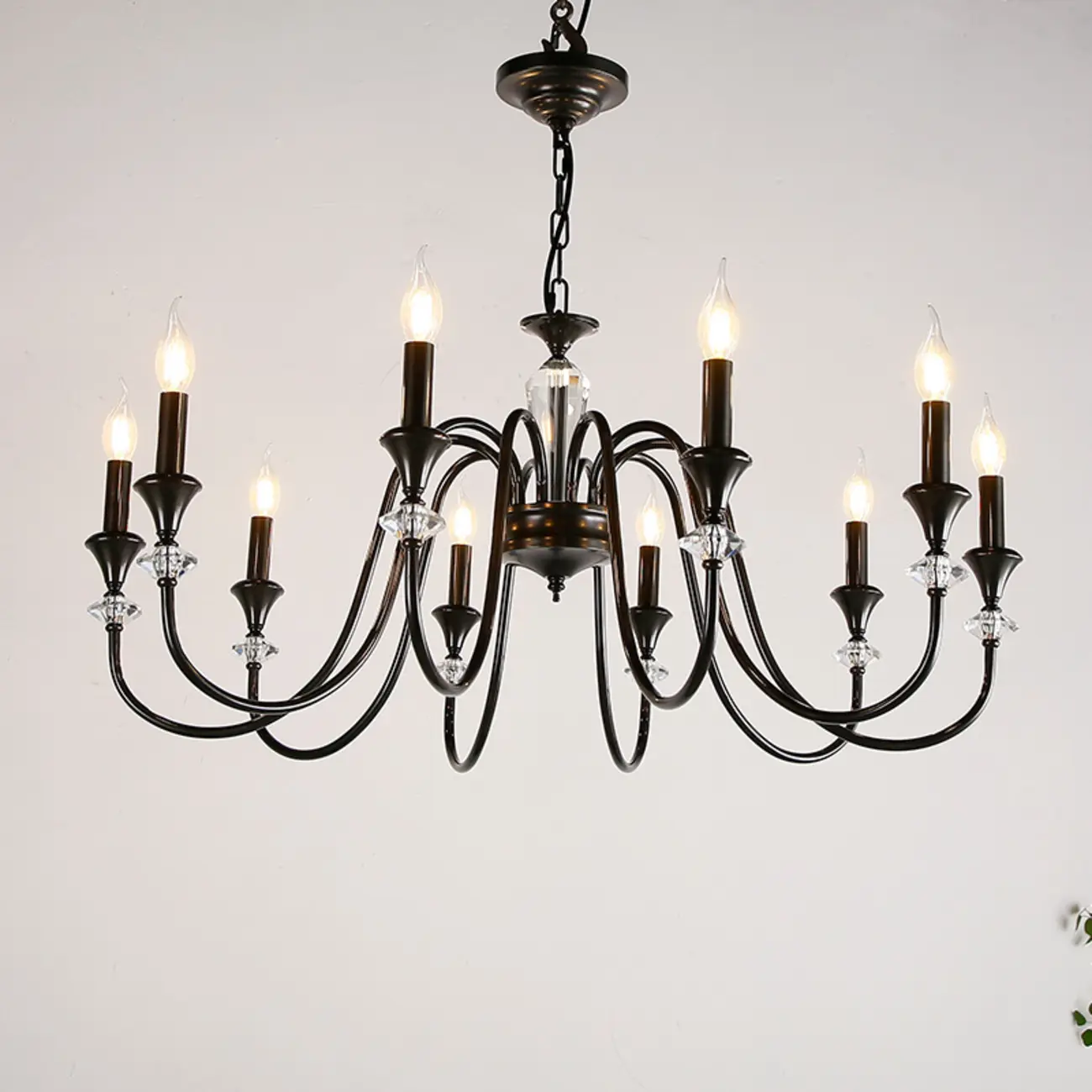 Retro Black Iron Crystal Chandelier with Adjustable Length Image - 8 | homeyfad