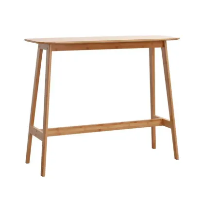 Modern Bamboo Bar Set with Footrest Stools Image - 9
