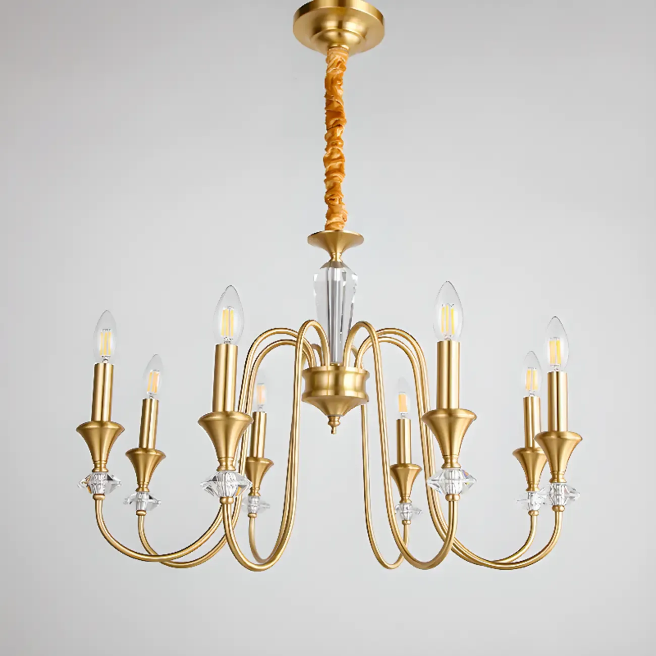 Retro Black Iron Crystal Chandelier with Adjustable Length Image - 17