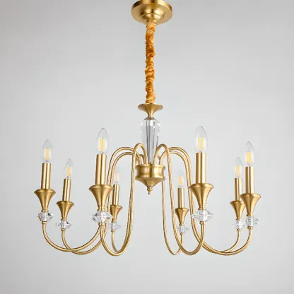 Retro Black Iron Crystal Chandelier with Adjustable Length Image - 17