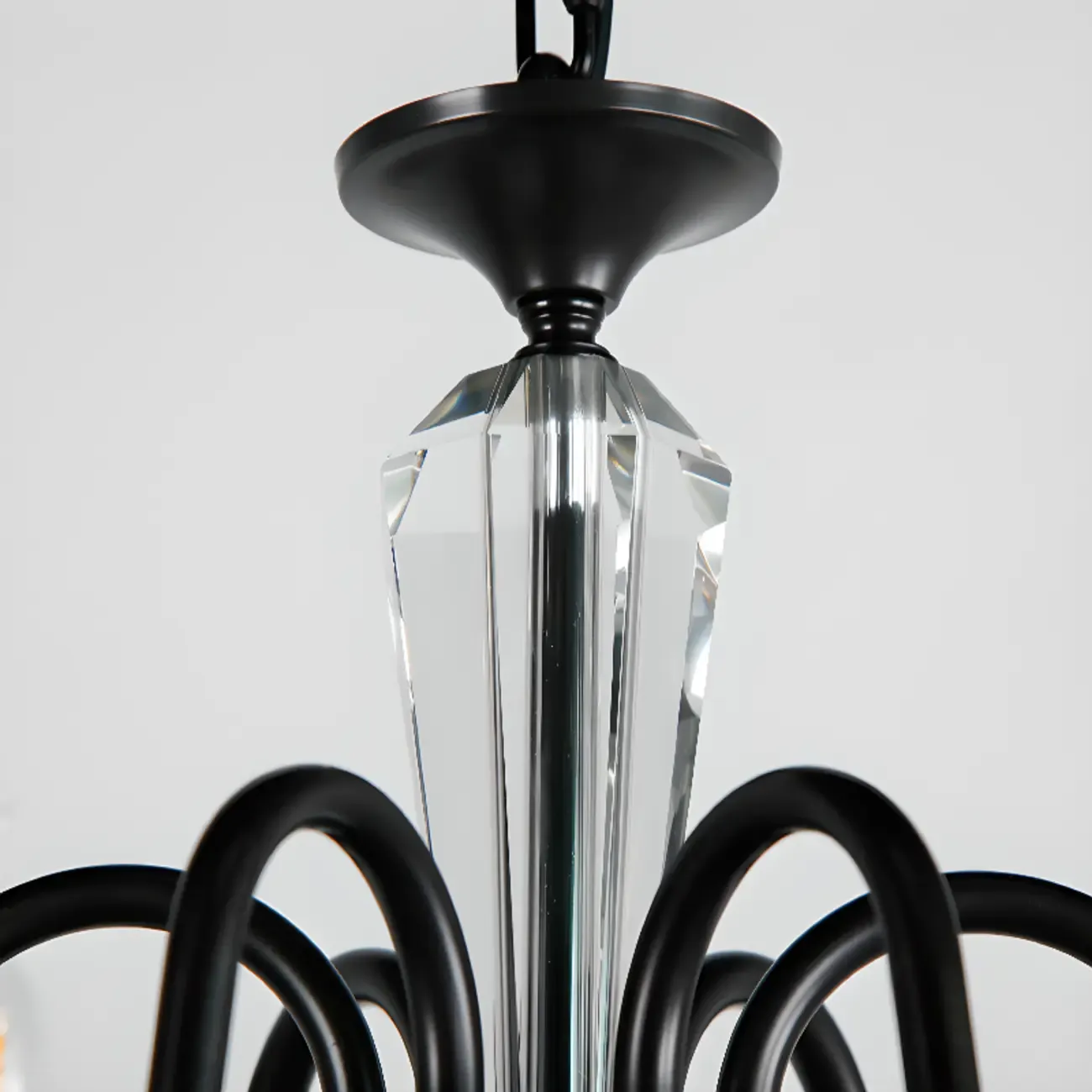Retro Black Iron Crystal Chandelier with Adjustable Length Image - 19