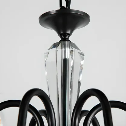 Retro Black Iron Crystal Chandelier with Adjustable Length Image - 19