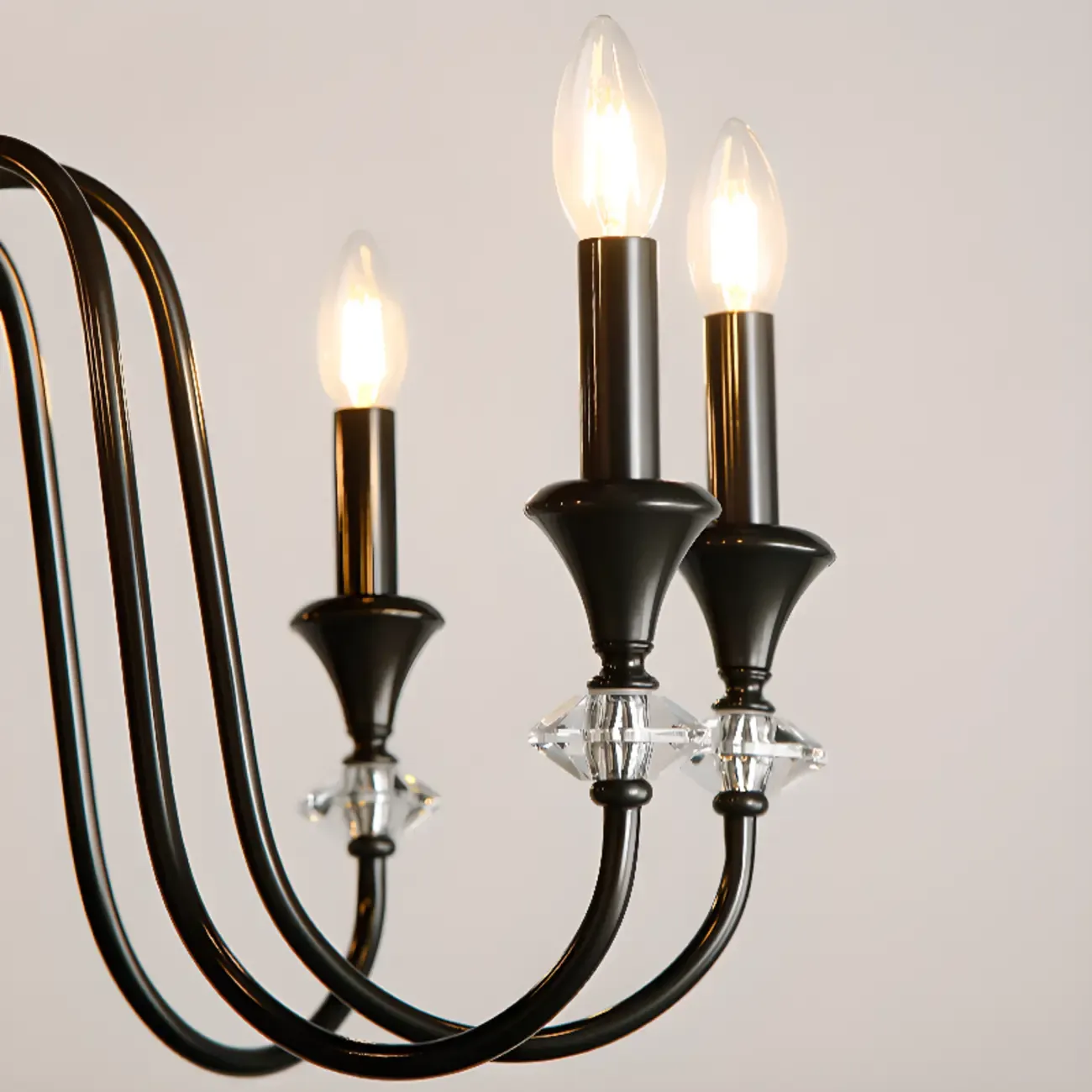 Retro Black Iron Crystal Chandelier with Adjustable Length Image - 20