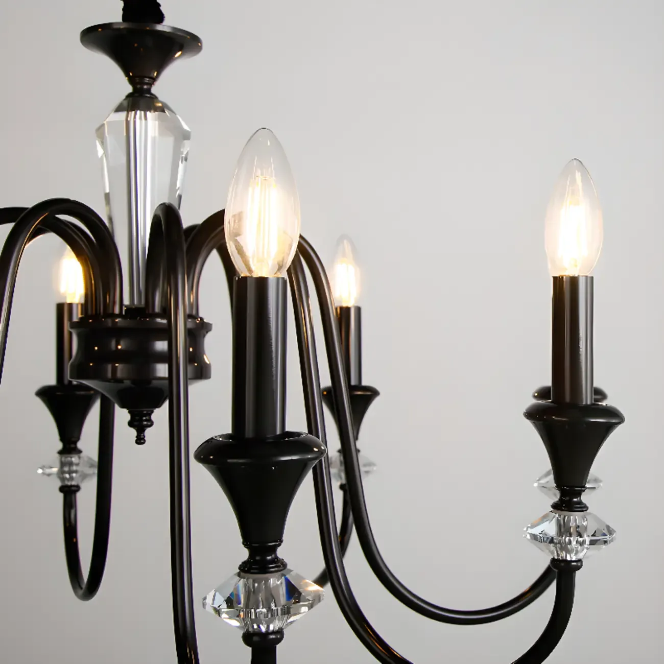 Retro Black Iron Crystal Chandelier with Adjustable Length Image - 21