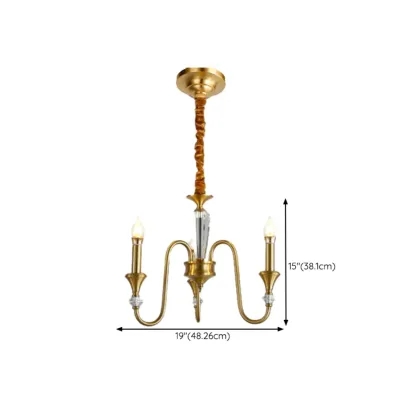 Retro Black Iron Crystal Chandelier with Adjustable Length #size
