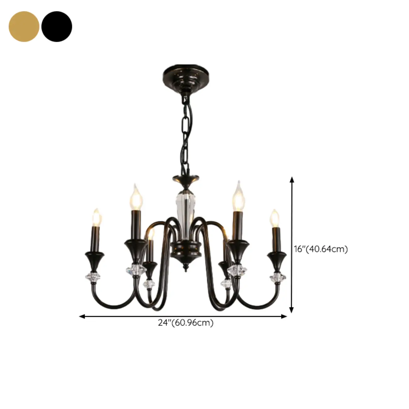 Retro Black Iron Crystal Chandelier with Adjustable Length Image - 23 | homeyfad