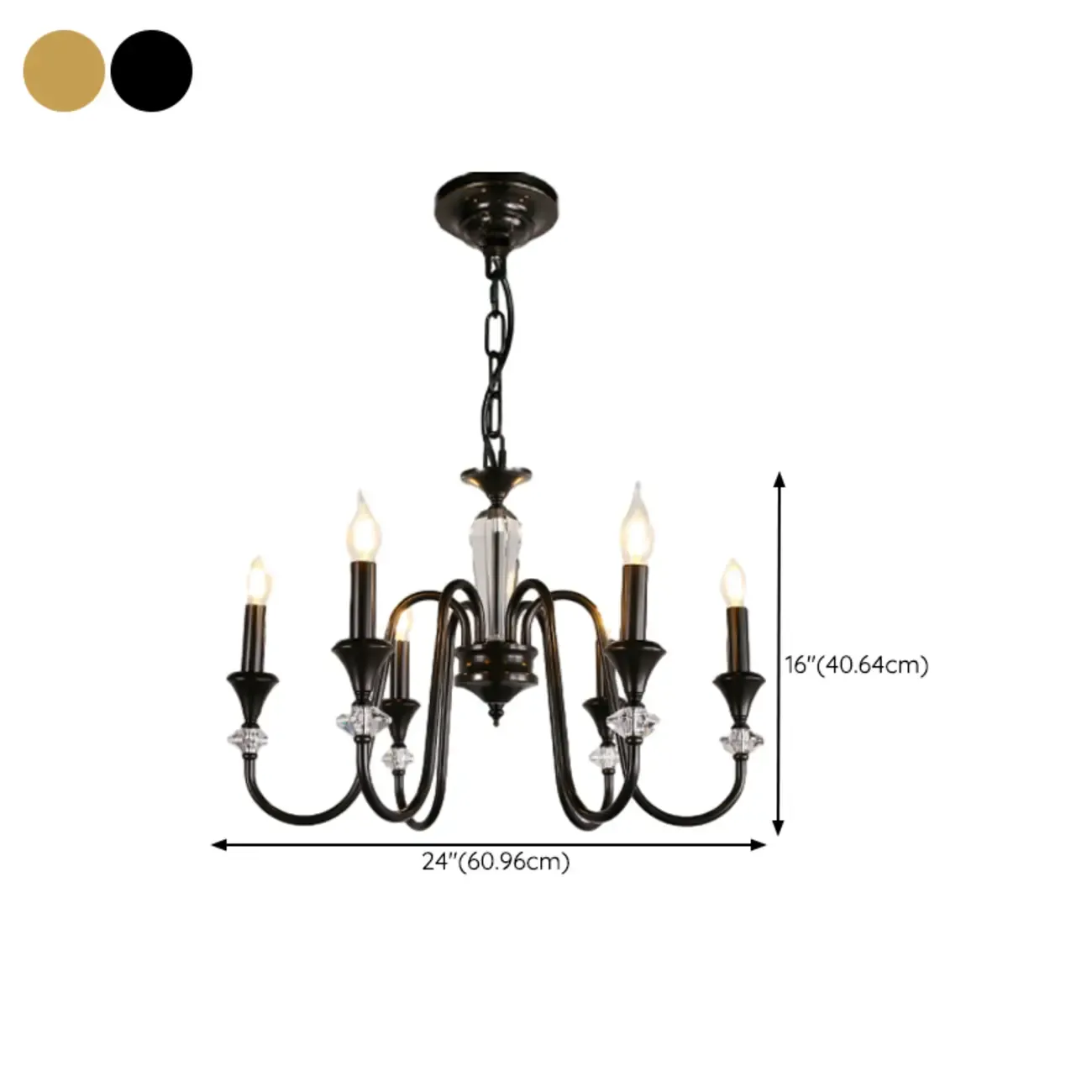 Retro Black Iron Crystal Chandelier with Adjustable Length Image - 23