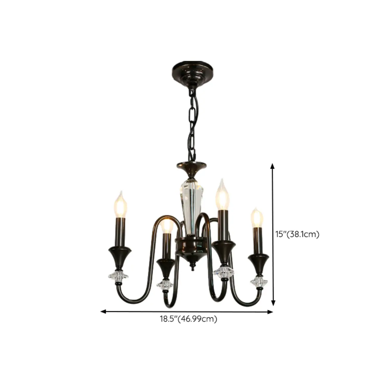 Retro Black Iron Crystal Chandelier with Adjustable Length Image - 26 | homeyfad