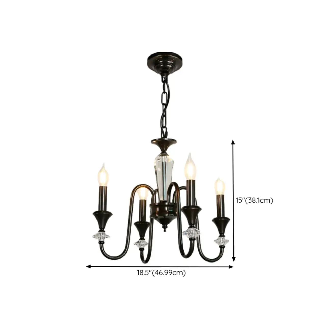 Retro Black Iron Crystal Chandelier with Adjustable Length Image - 26