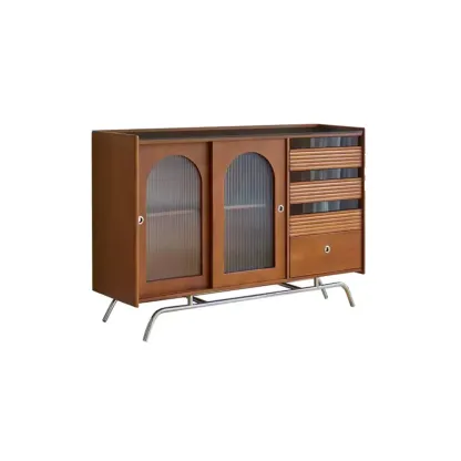 Scandinavian Brown Wooden Buffet Table with Storage Image - 8