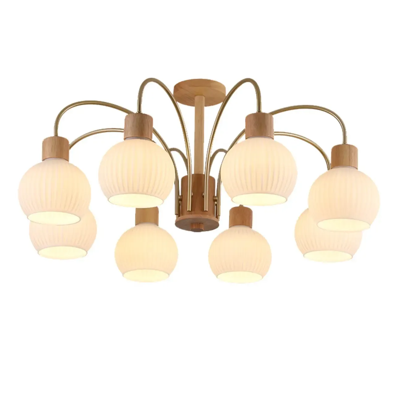 Modern Wood and Glass Chandelier Lighting for Dinning Room Image - 5