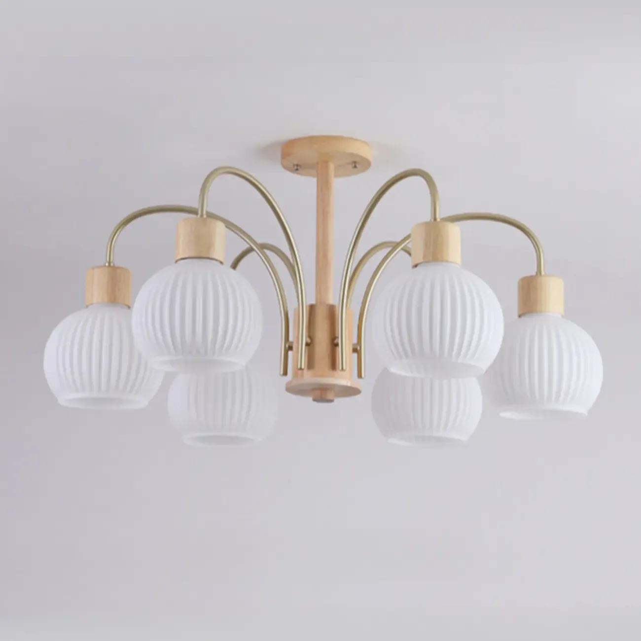 Modern Wood and Glass Chandelier Lighting for Dinning Room Image - 8