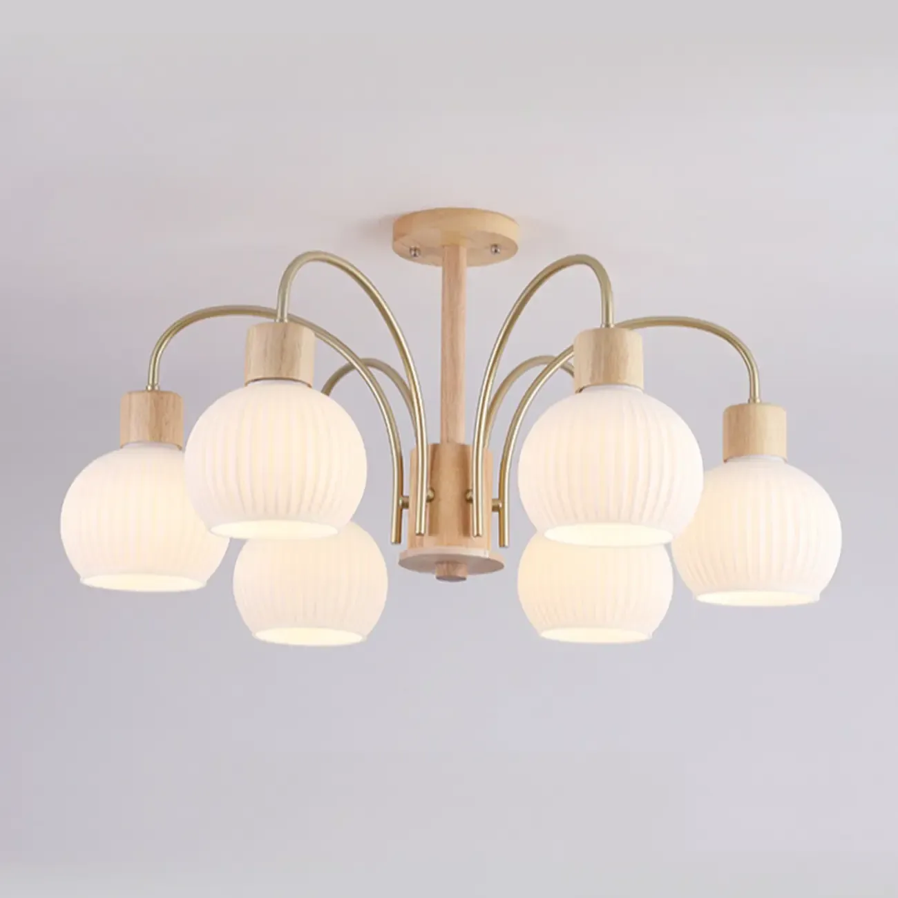 Modern Wood and Glass Chandelier Lighting for Dinning Room Image - 9