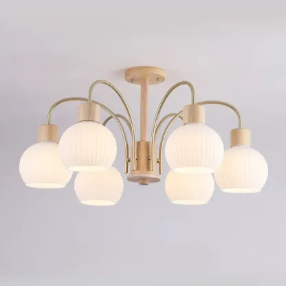 Modern Wood and Glass Chandelier Lighting for Dinning Room Image - 9