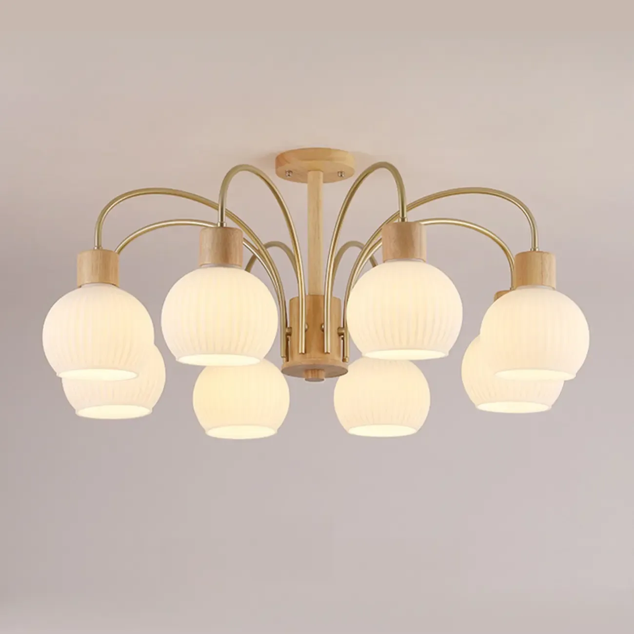 Modern Wood and Glass Chandelier Lighting for Dinning Room Image - 11