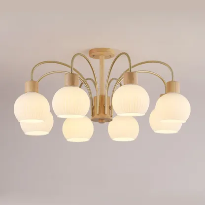 Modern Wood and Glass Chandelier Lighting for Dinning Room Image - 11