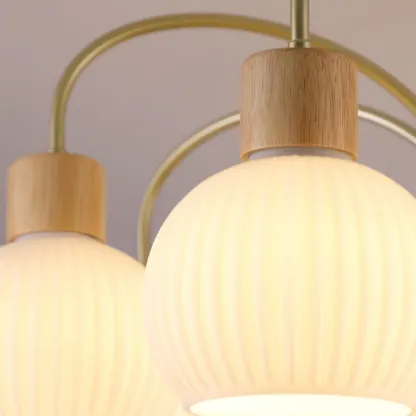 Modern Wood and Glass Chandelier Lighting for Dinning Room Image - 12