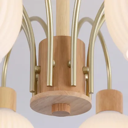 Modern Wood and Glass Chandelier Lighting for Dinning Room Image - 13