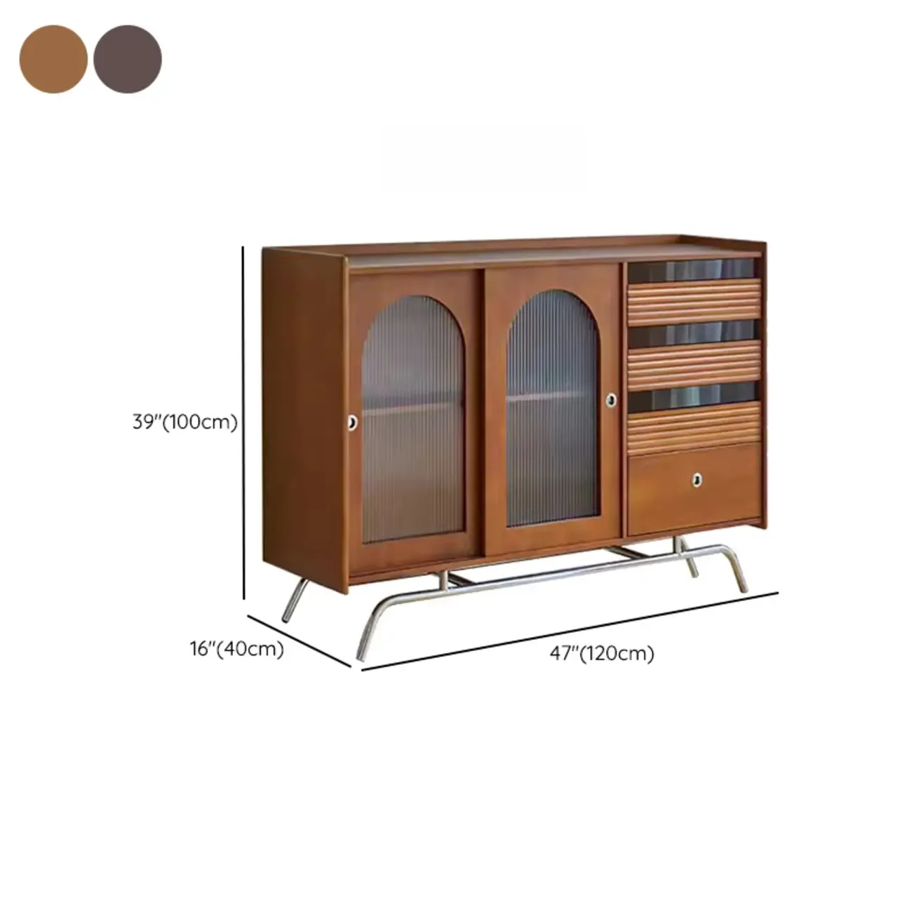 Scandinavian Brown Wooden Buffet Table with Storage #size