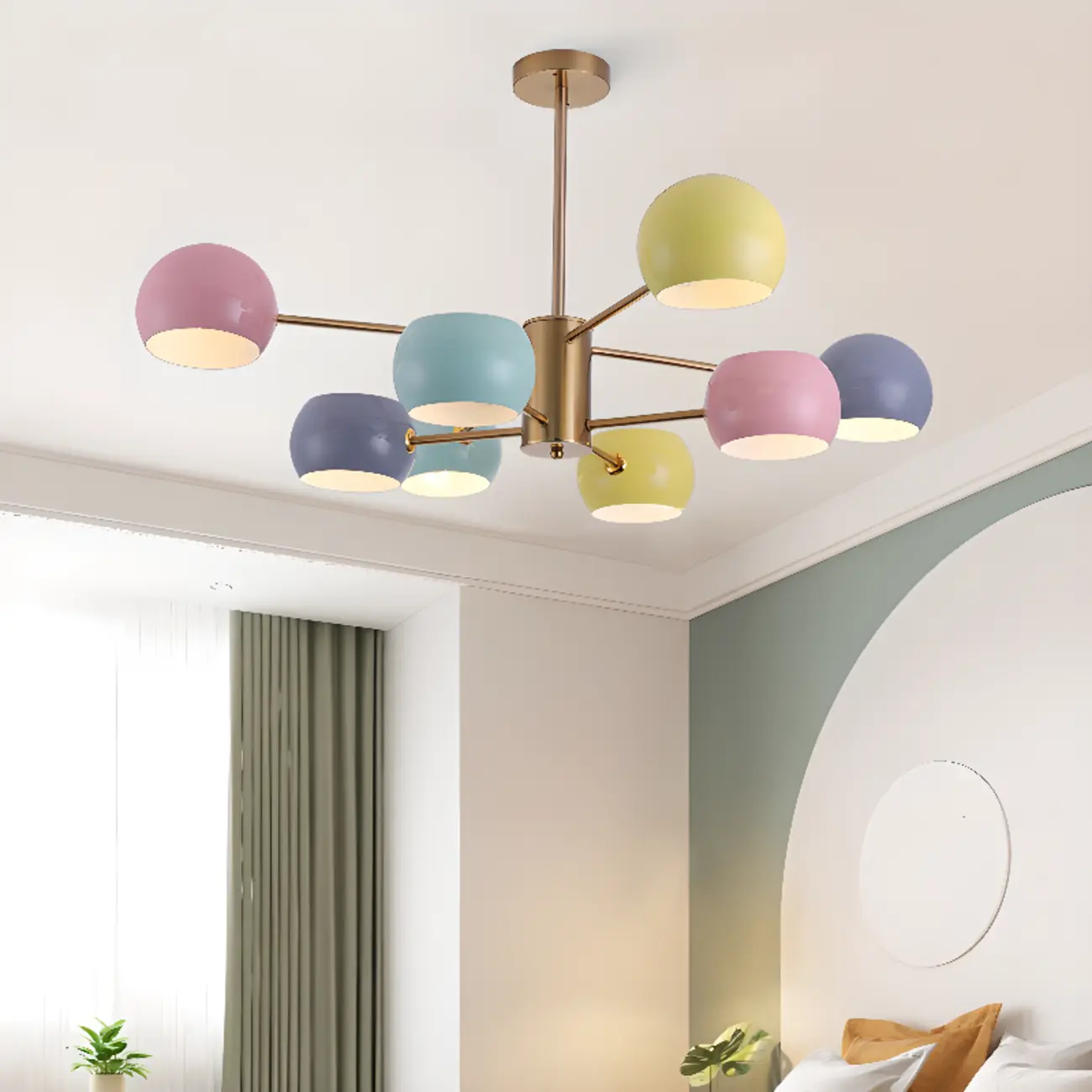 Modern Minimalist Metal Chandelier with Spherical Lampsahde Image - 2 | homeyfad