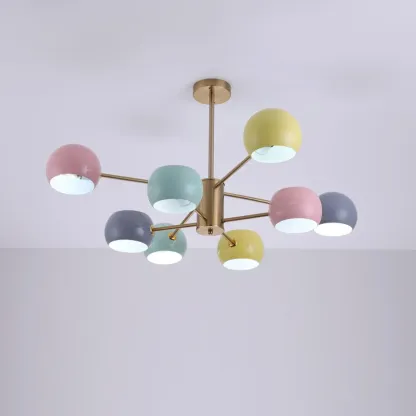 Modern Minimalist Metal Chandelier with Spherical Lampsahde Image - 6
