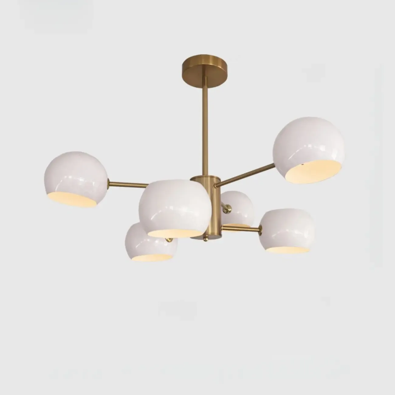 Modern Minimalist Metal Chandelier with Spherical Lampsahde Image - 10