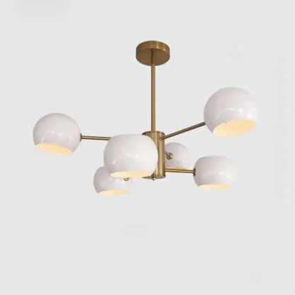 Modern Minimalist Metal Chandelier with Spherical Lampsahde Image - 10