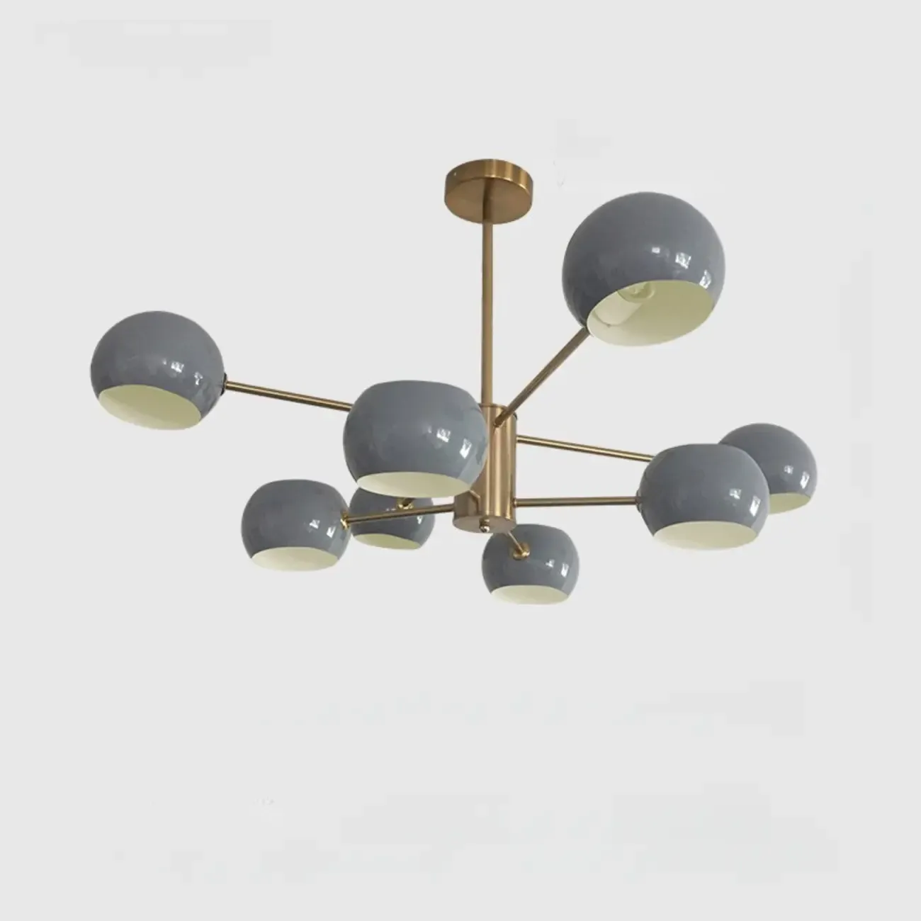 Modern Minimalist Metal Chandelier with Spherical Lampsahde Image - 16