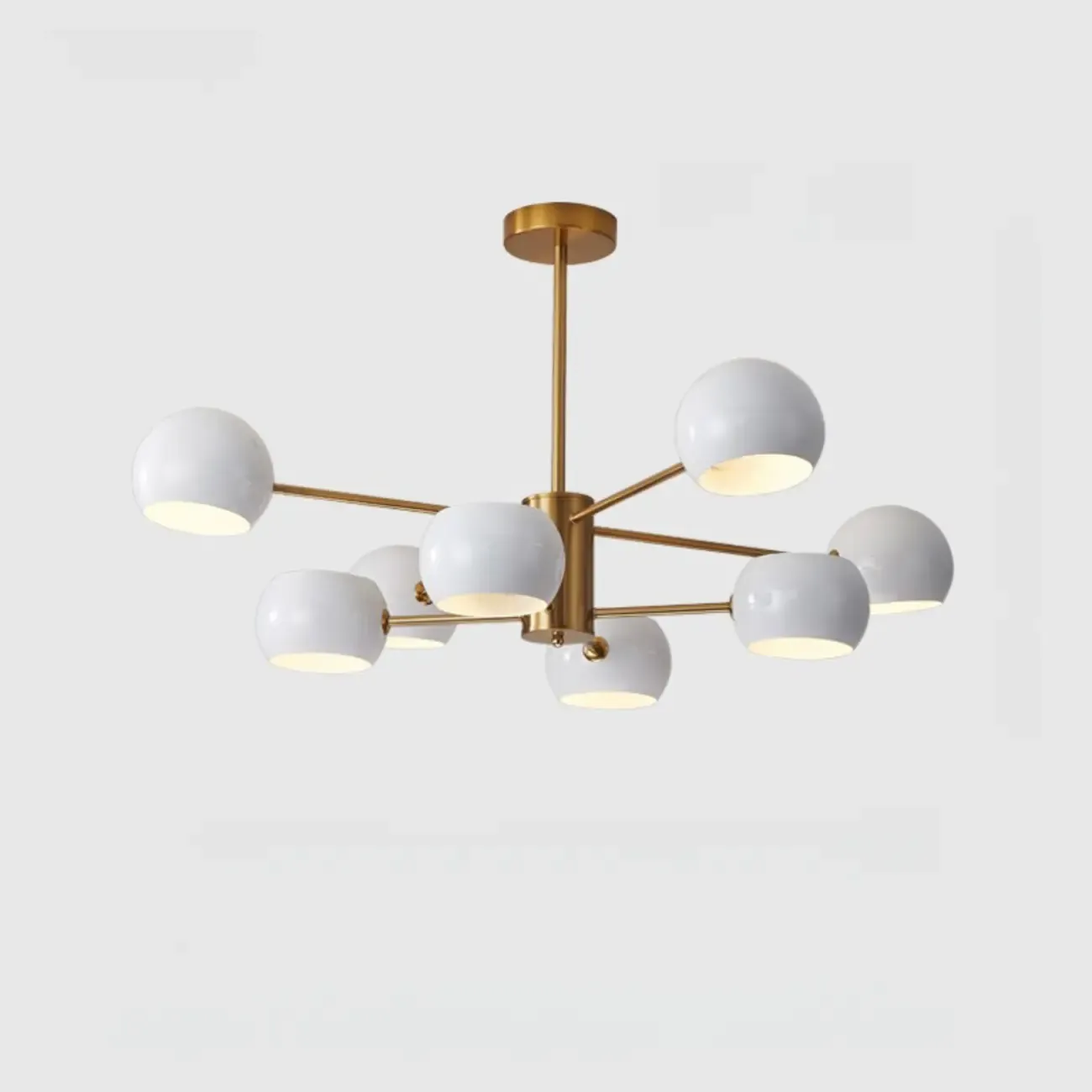 Modern Minimalist Metal Chandelier with Spherical Lampsahde Image - 17