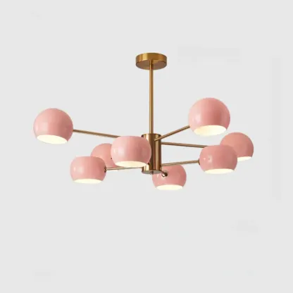 Modern Minimalist Metal Chandelier with Spherical Lampsahde Image - 18