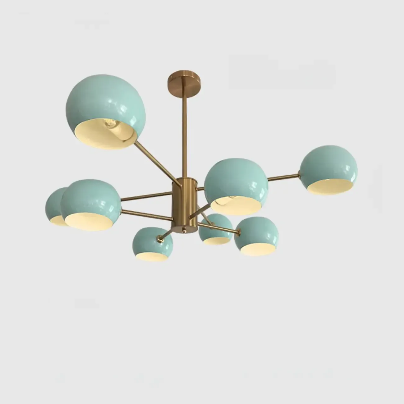 Modern Minimalist Metal Chandelier with Spherical Lampsahde Image - 20