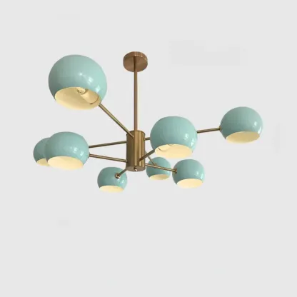 Modern Minimalist Metal Chandelier with Spherical Lampsahde Image - 20