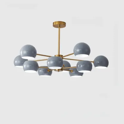 Modern Minimalist Metal Chandelier with Spherical Lampsahde Image - 21