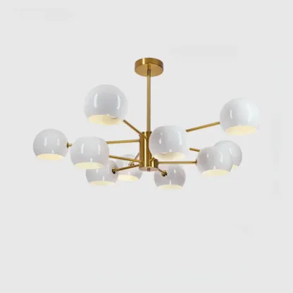 Modern Minimalist Metal Chandelier with Spherical Lampsahde Image - 22