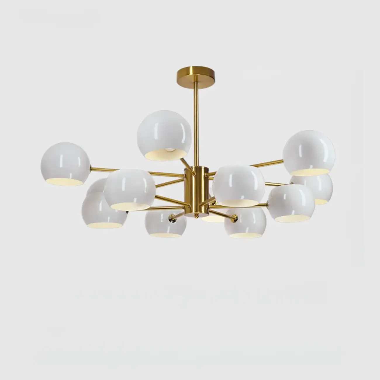 Modern Minimalist Metal Chandelier with Spherical Lampsahde Image - 23
