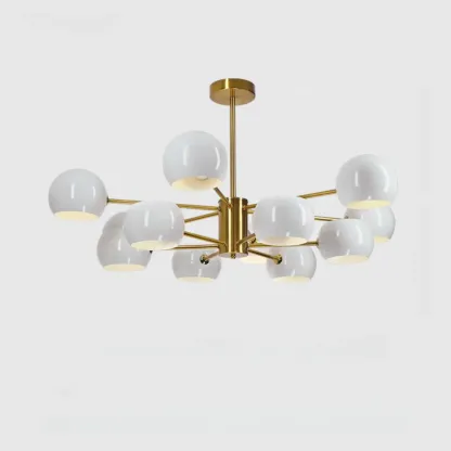 Modern Minimalist Metal Chandelier with Spherical Lampsahde Image - 23