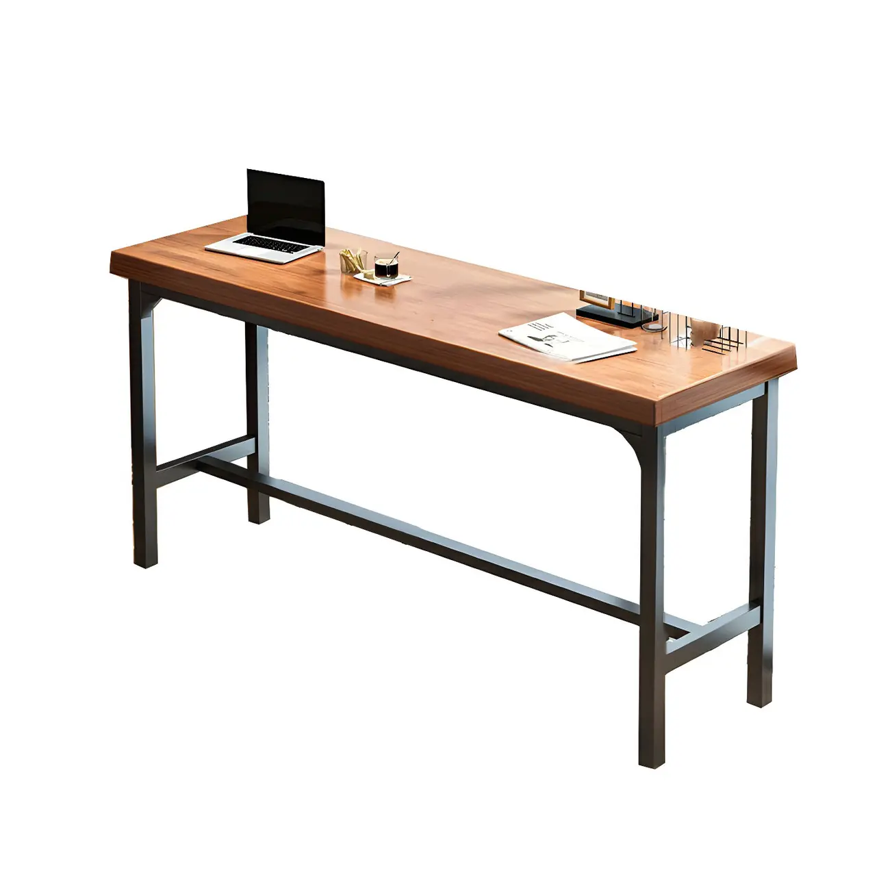 Modern Faux Wood Bar Table Set with Backless Stools Image - 5 | homeyfad