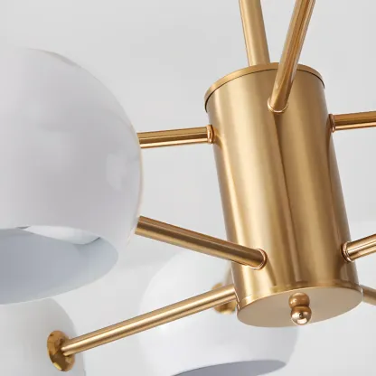 Modern Minimalist Metal Chandelier with Spherical Lampsahde Image - 26