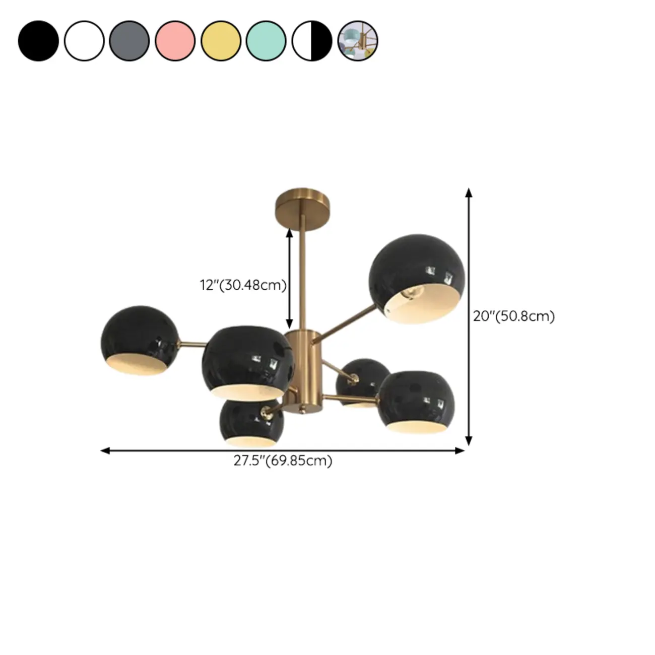 Modern Minimalist Metal Chandelier with Spherical Lampsahde #size | homeyfad