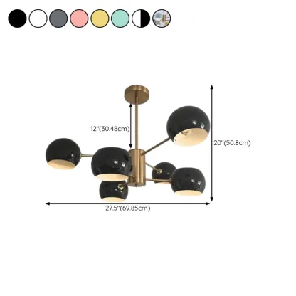 Modern Minimalist Metal Chandelier with Spherical Lampsahde #size