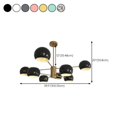 Modern Minimalist Metal Chandelier with Spherical Lampsahde Image - 28