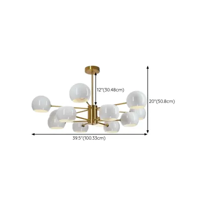 Modern Minimalist Metal Chandelier with Spherical Lampsahde Image - 30