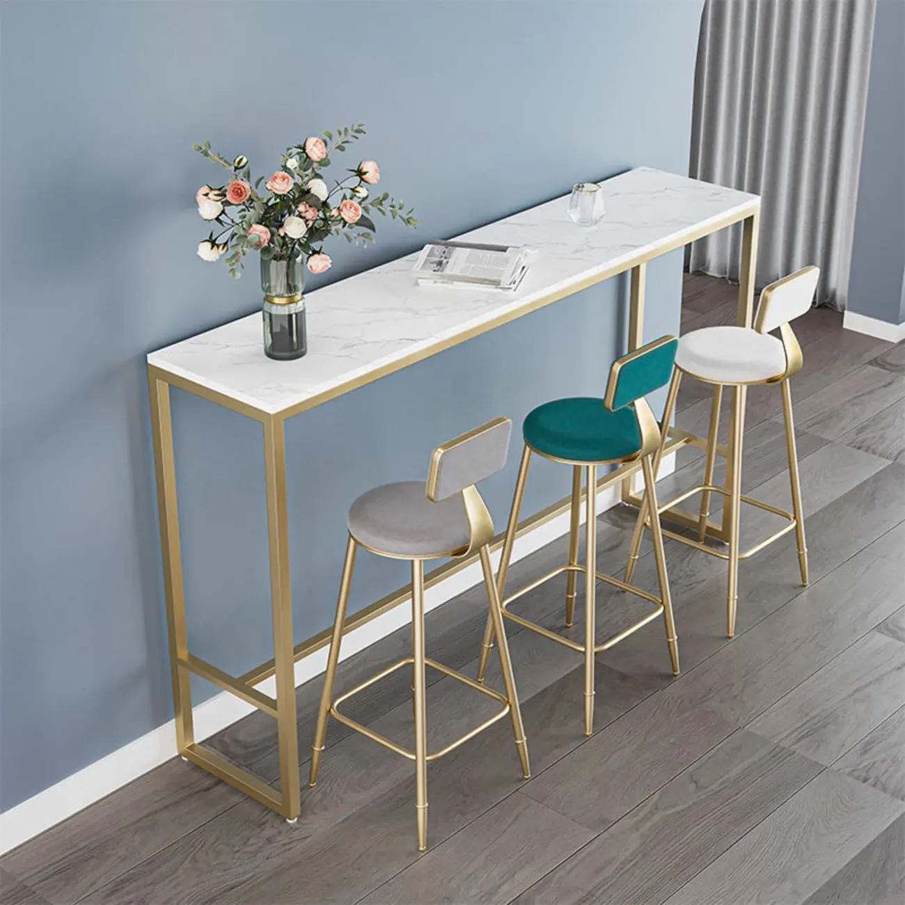 Stylish Bar Table Set with Upholstered Chairs Image - 1 | homeyfad