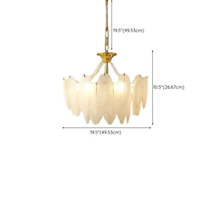 Vintage Crystal Chandelier with Glass Feather Lampshade #size