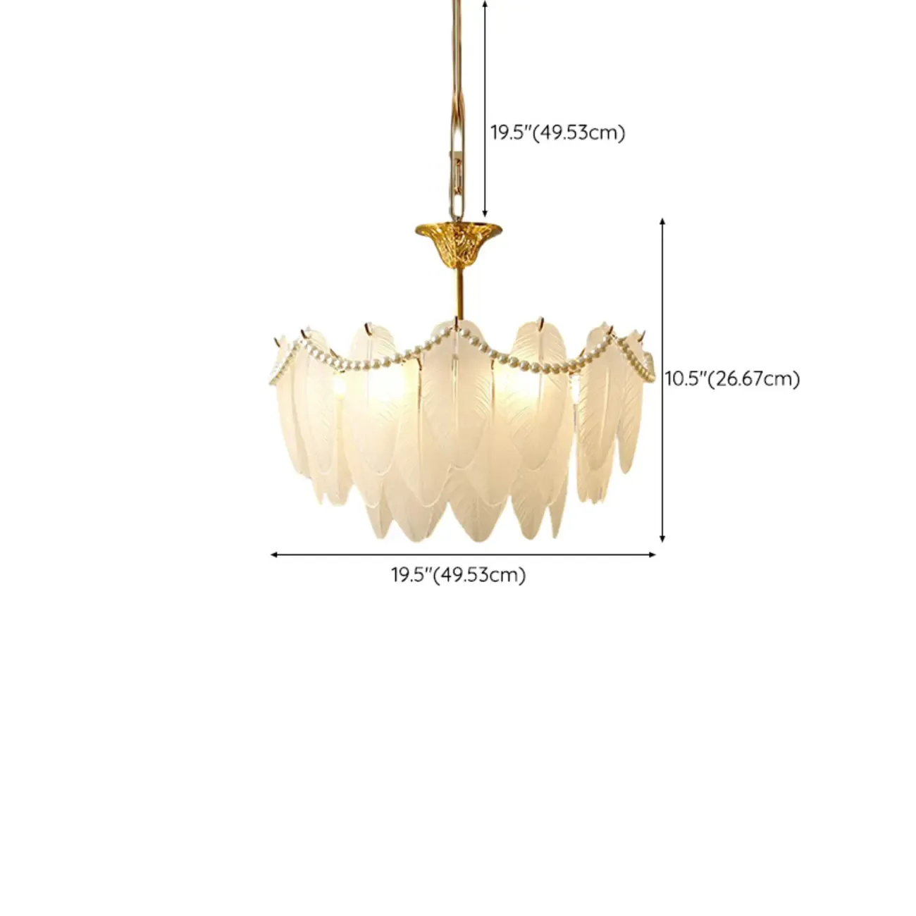 Vintage Crystal Chandelier with Glass Feather Lampshade Image - 15
